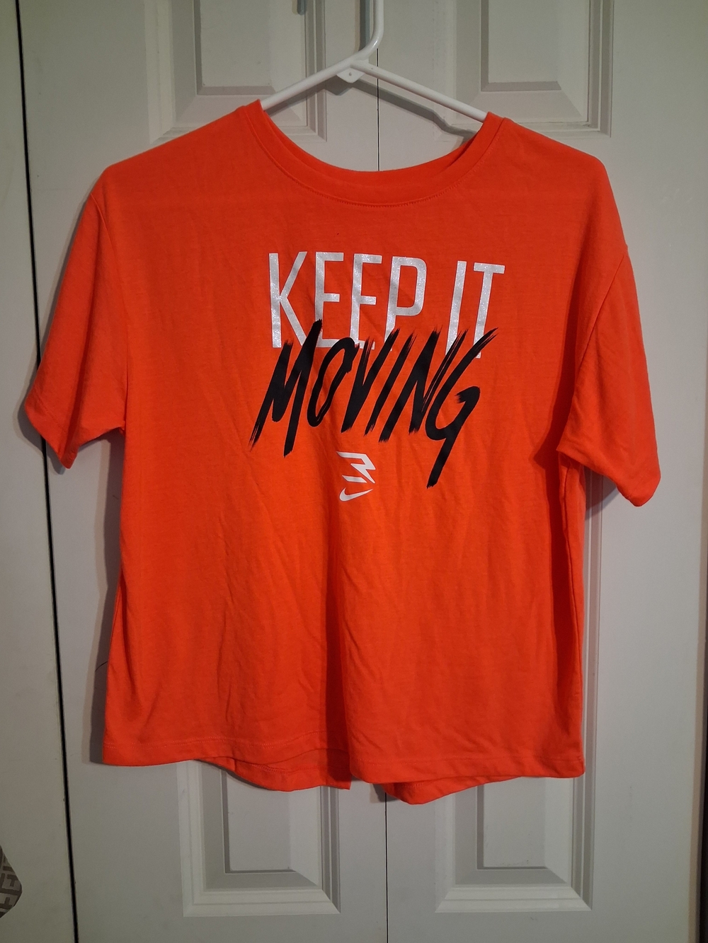 Nike Orange 'Keep It Moving' Short Sleeve Crop Tee